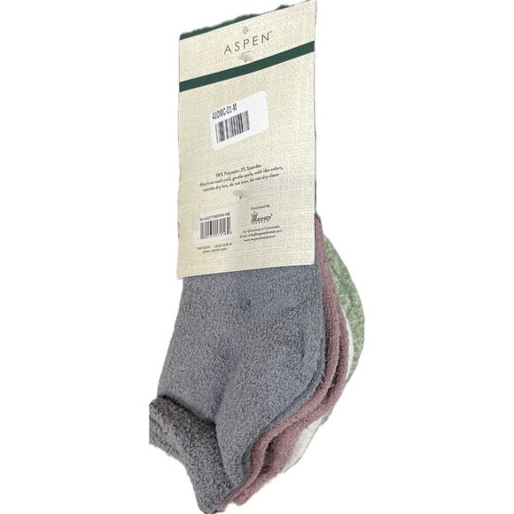 Aspen Winter Colors Aloe Infused Flat Toe Seam Supersoft Quarter Crew Socks-4-Pk - Picture 4 of 4